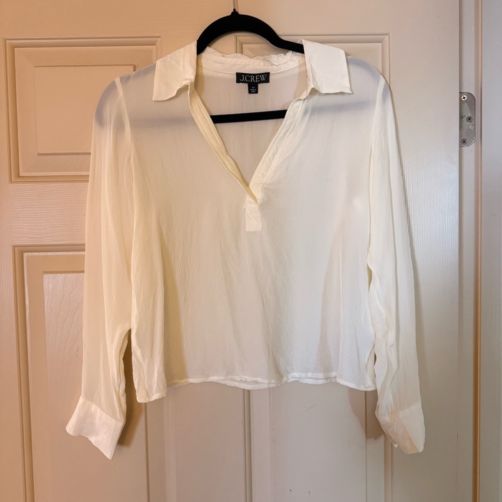 J Crew ivory long sleeve blouse